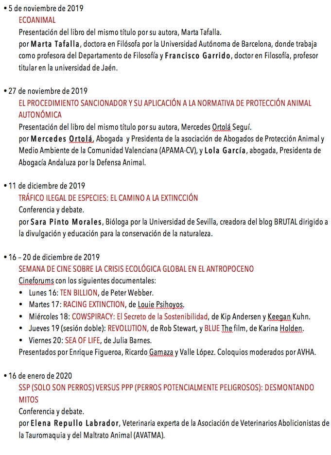 V Ciclo de actividades 2019-2020